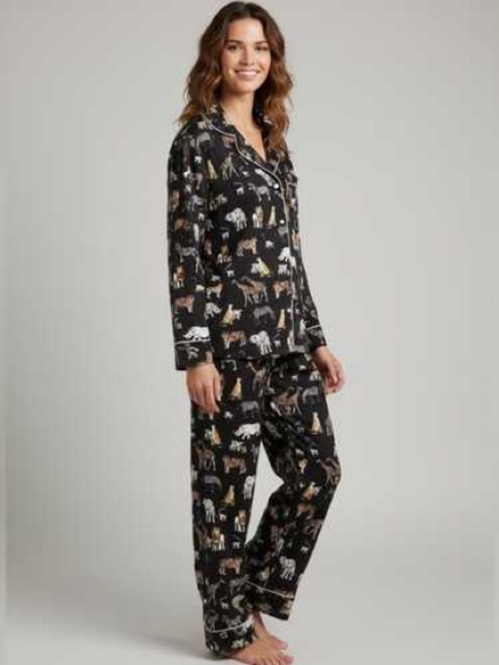 Banana Republic Safari Print Satin Pajama Set Size XS